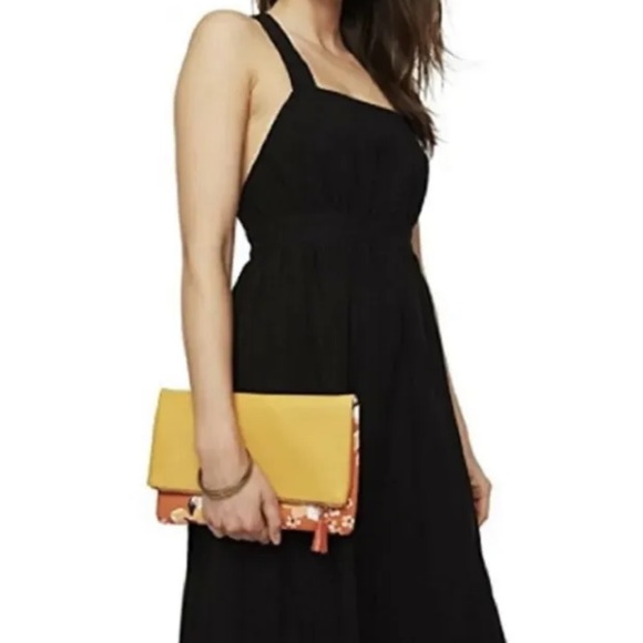RACHEL PALLY Zahara Reversible Orange Floral and Yellow Clutch Purse - NEW! - Picture 2 of 8